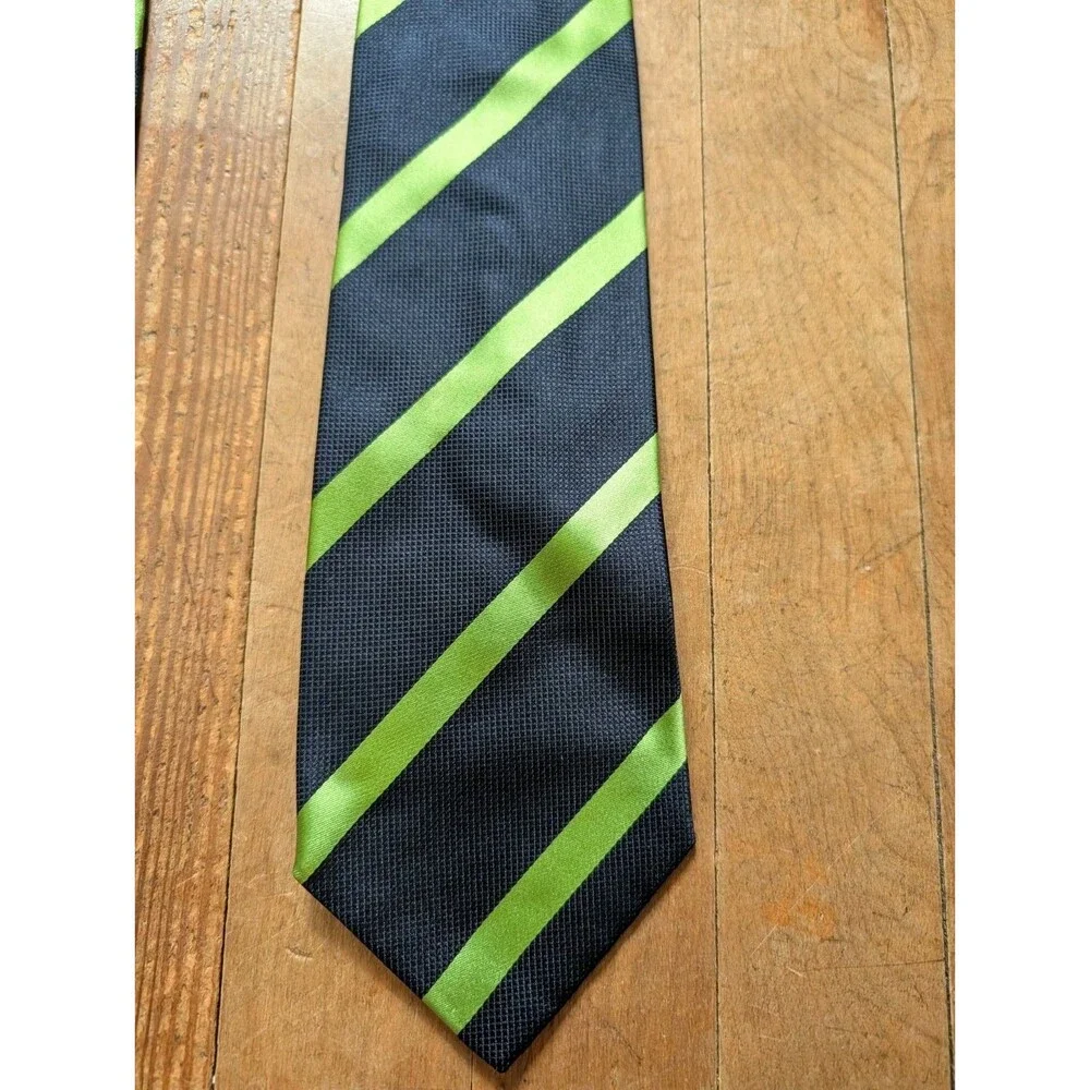 Banana Republic Tie Mens Necktie Dark Blue And Green Business Suit Made In Italy